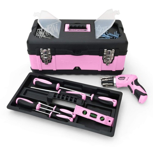 Pink Tool Box for Women - 18" Small Metal & Plastic Portable Lightweight Pink... - Picture 5 of 6