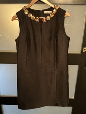 Tory Burch Black Sheath Cocktail Party Dress with Embellished Neck Sz. 8