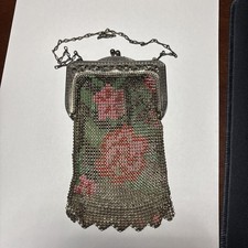 Antique Whiting And Davis Enamel Mesh Purse 1920  s Decorative Metal Frame