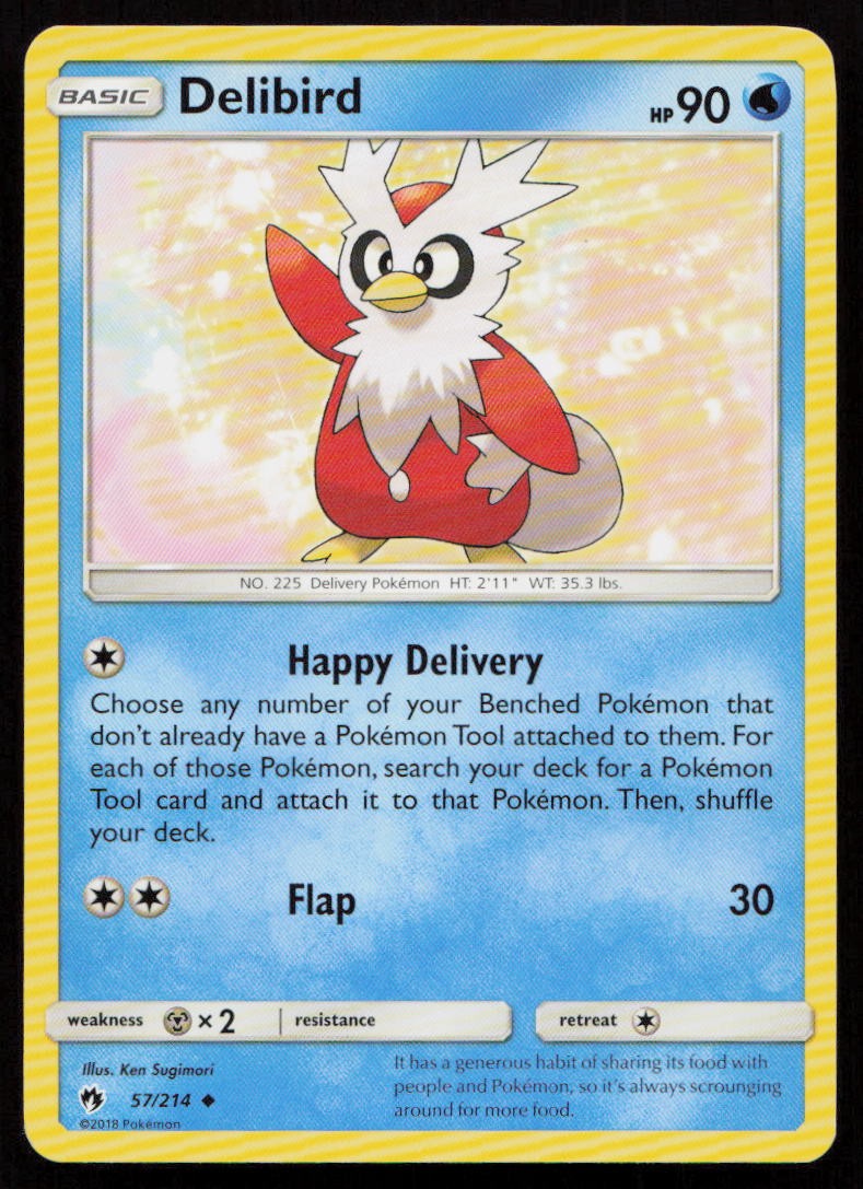 Delibird 57/214 Uncommon Lost Thunder Pokemon Lightly Played