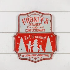 Vtg Primitive Style Retro FROSTY'S CREAMERY & CONFECTIONARY METAL SIGN