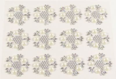 12 PERLEN & DIAMANTEN Verzierungen selbstklebend Blumen Kristall Edelstein ca. 25 mm