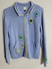 Id Clare Boho Embroidered Zip-up Blue Cardigan Sweater Atlandia Icelandic Design