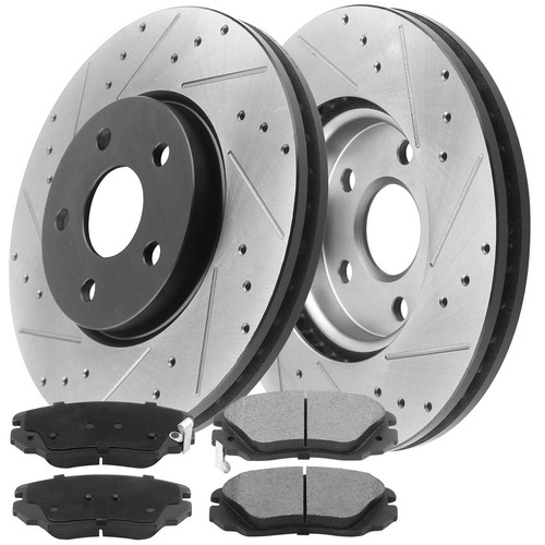 REAR Drilled Disc Rotors and Brake Pads for 2010-2017 Equinox GMC Terrain H09 TX - Picture 2 of 5
