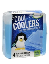 Lunch Box Ice Packs - Fit & Fresh 4 Reusable Kids Cool Coolers BPA Free - NEW