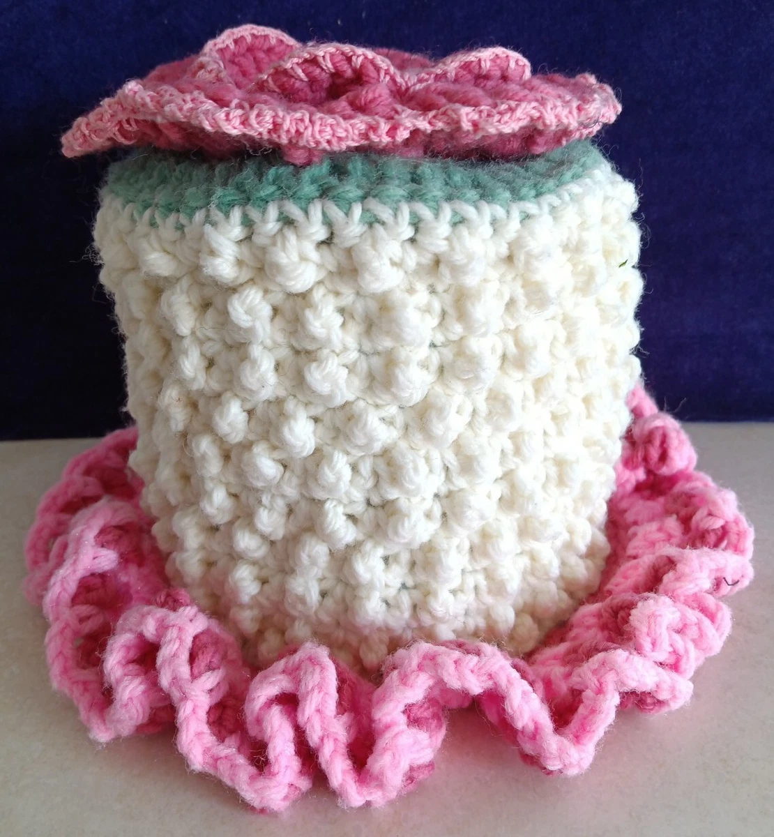Vintage Crocheted Toilet Paper Cover Holder Handmade
