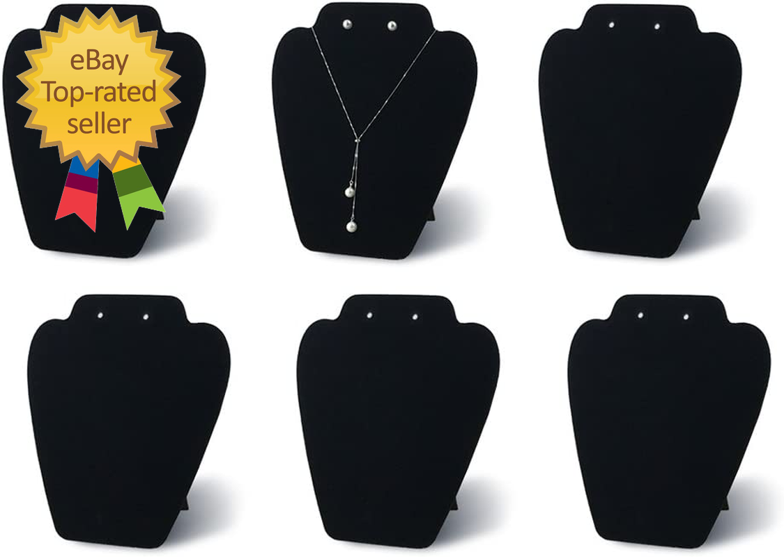 6-Piece Black Velvet Necklace Display Stand for Jewelry Shows