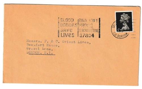 ?/2/1968 UK GB Cover - South Shields Slogan (Blood Donors Save Lives) Postmark