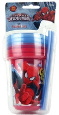 Marvel Spider-Man 3-Pack 10oz Reusable Kids Sippy Cups W/Lids/Straws BPA Free
