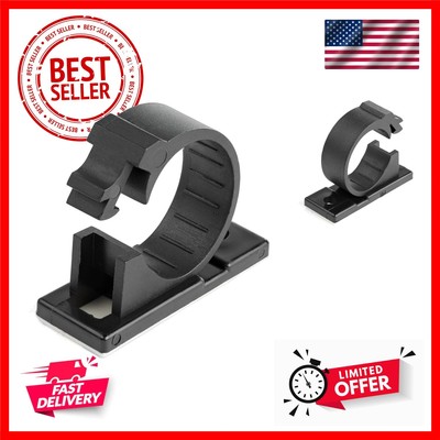 100 Adhesive Cable Management Clips Black - Network/Ethernet/Office Desk/Comp...