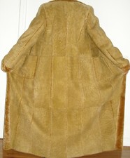 Showroom New 52" Long Tan Shearling Fur Coat Size 2 Xs Free Shipping