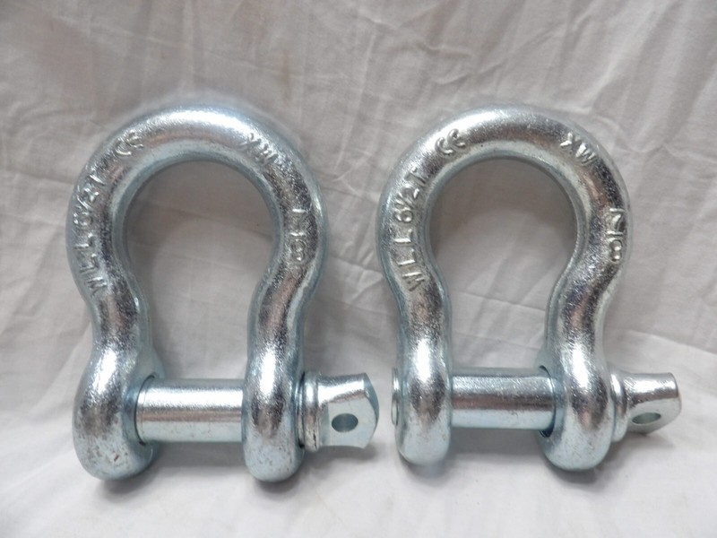 Pair of Galvanized 6-1/2 Ton Shackles 7/8"
