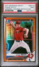2021 Bowman Draft Chrome-Orange Refractor Chase Petty PSA 9 Twins, Reds