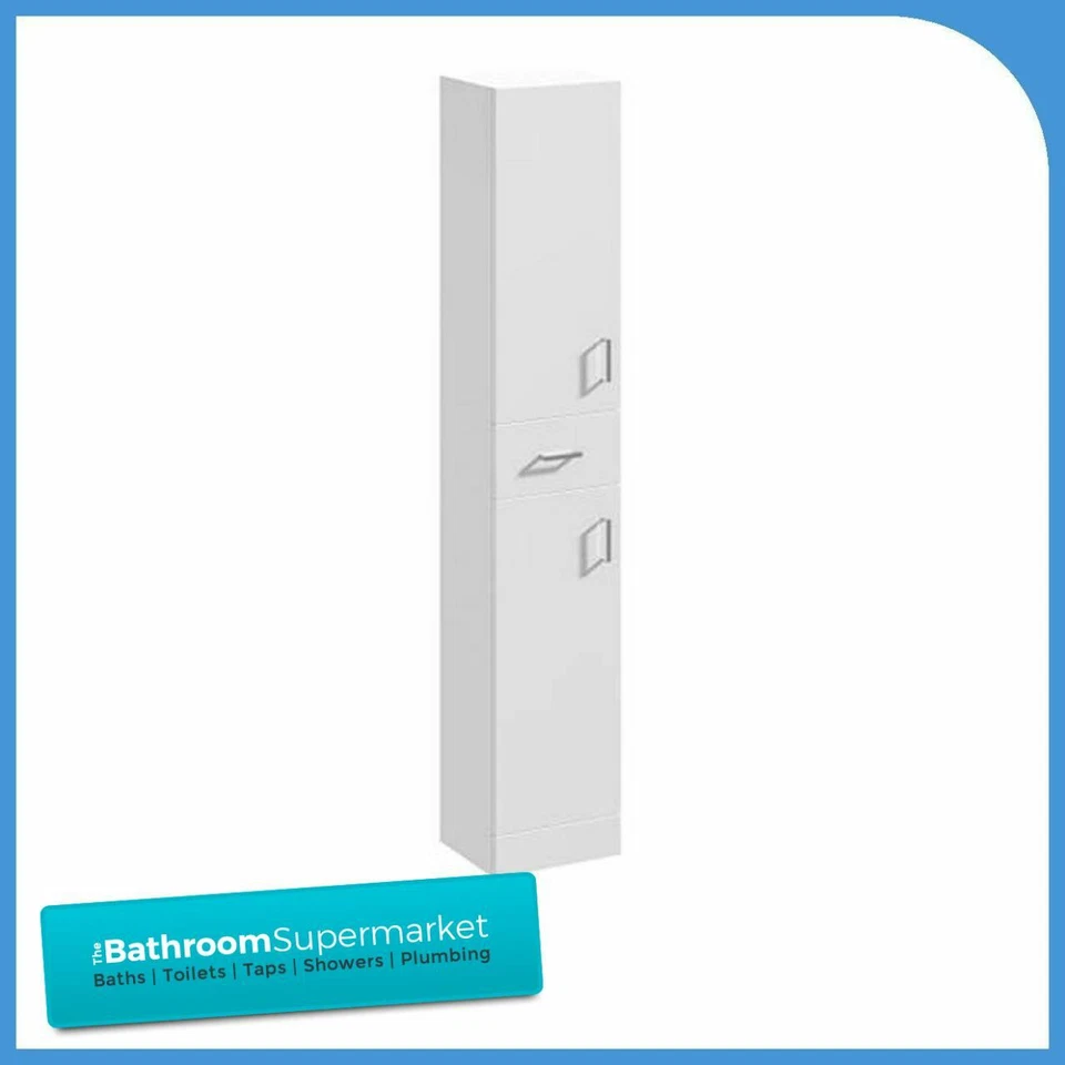 Gloss White Bathroom Furniture Cabinet Storage Tall Unit Floor Standing tallboy