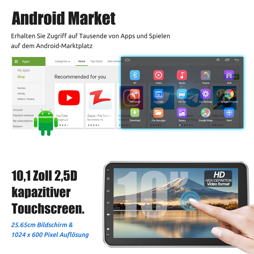 DAB+ 6+128G Autoradio 360° Drehbar Bildschirm Android 14 1DIN Carplay GPS 4G KAM - Bild 3 von 4