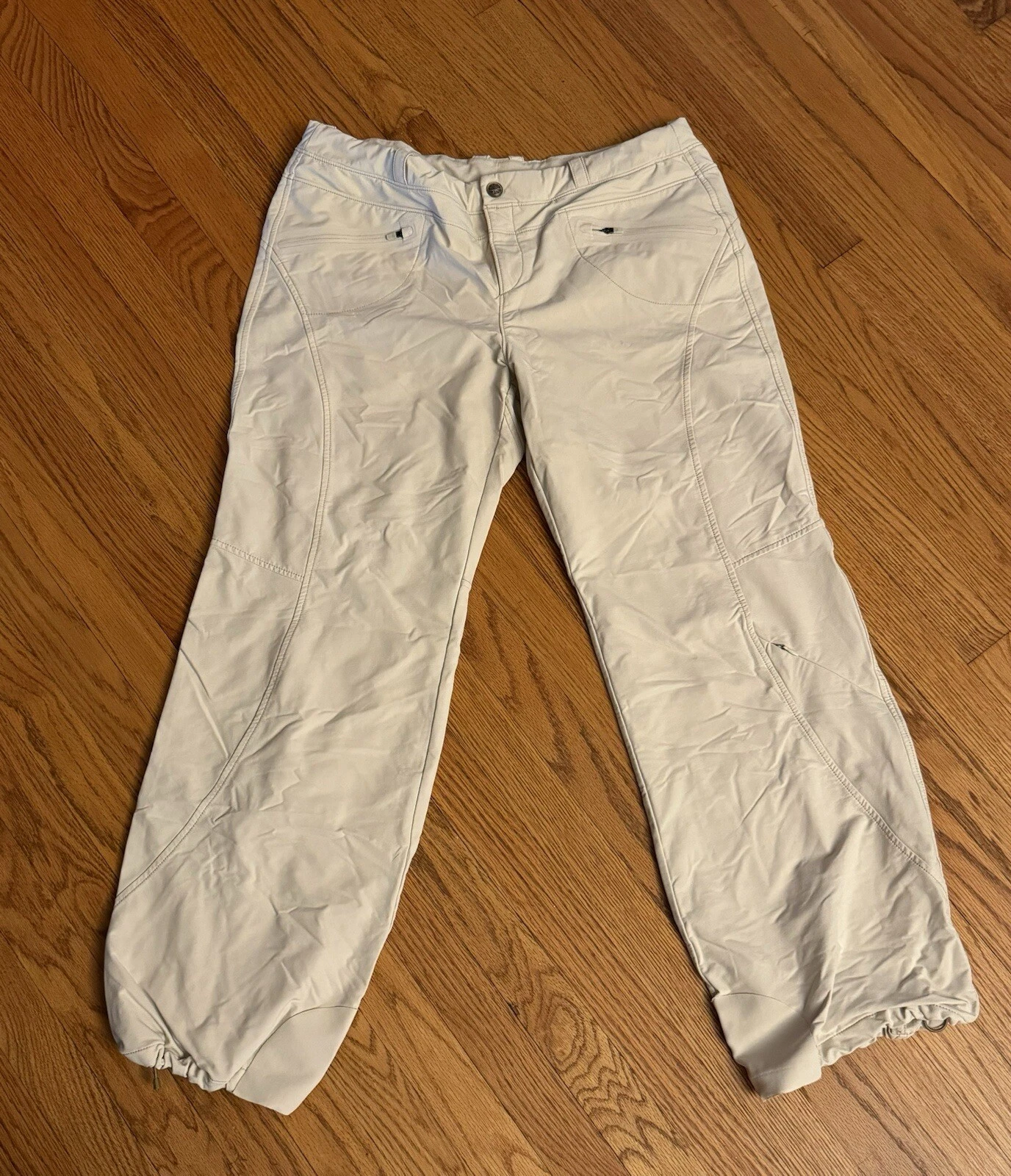 Athleta White Fleece Lined Womens Pants Sz 16 Nylon Ski Snow Hiking Outdoor