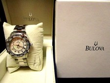 Bulova Marine Star Solano Ladies Mother of Pearl all steel Quartz Watch 96L145