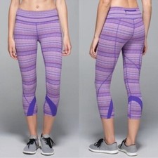 Lululemon Run Inspire Crop II All Luxtreme Space Dye Twist Iris Flower Size 8