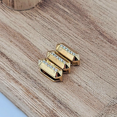 KEEP Collective 3 PC Mini Geo Bar Pave Crystal Yellow Gold Sliding Key Charm Set