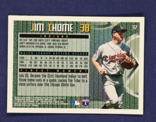 1995 Finest #37 Jim Thome con rivestimento - Foto 2 di 2