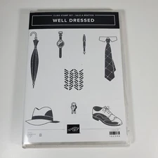 Stampin Up 152300 Well Dressed Rubber Cling Stamp Set 8 pcs Clothes Unused