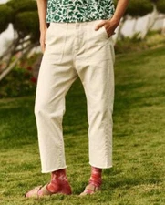 NWOT THE GREAT. The Frayed Ranger Pants Cream Women's Size 28 $285