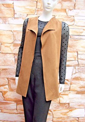MATALAN TAN / CAMEL SUEDETTE DUSTER JACKET / WAISTCOAT SIZES S,M,L