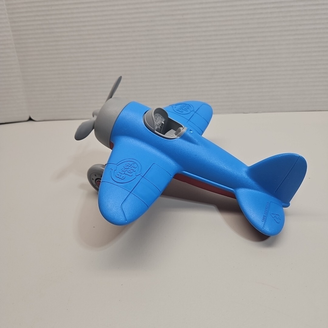 Green Toys 9” Blue Airplane with Propeller Wheels 100% Recycled Plastic  Toy