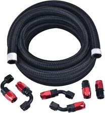 5/8" 10AN Hose Nylon Stainless Steel Braided CPE Oil Fuel Line Fittings Kit 10FT