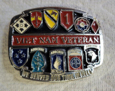 US Army Vietnam Veteran Belt Buckle Made In USA "We served our time in hell" 
