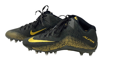 Nike Alpha Pro 2 TD 3/4 Mid Football ncaa sports Cleats Men's Black/Gold sz 11