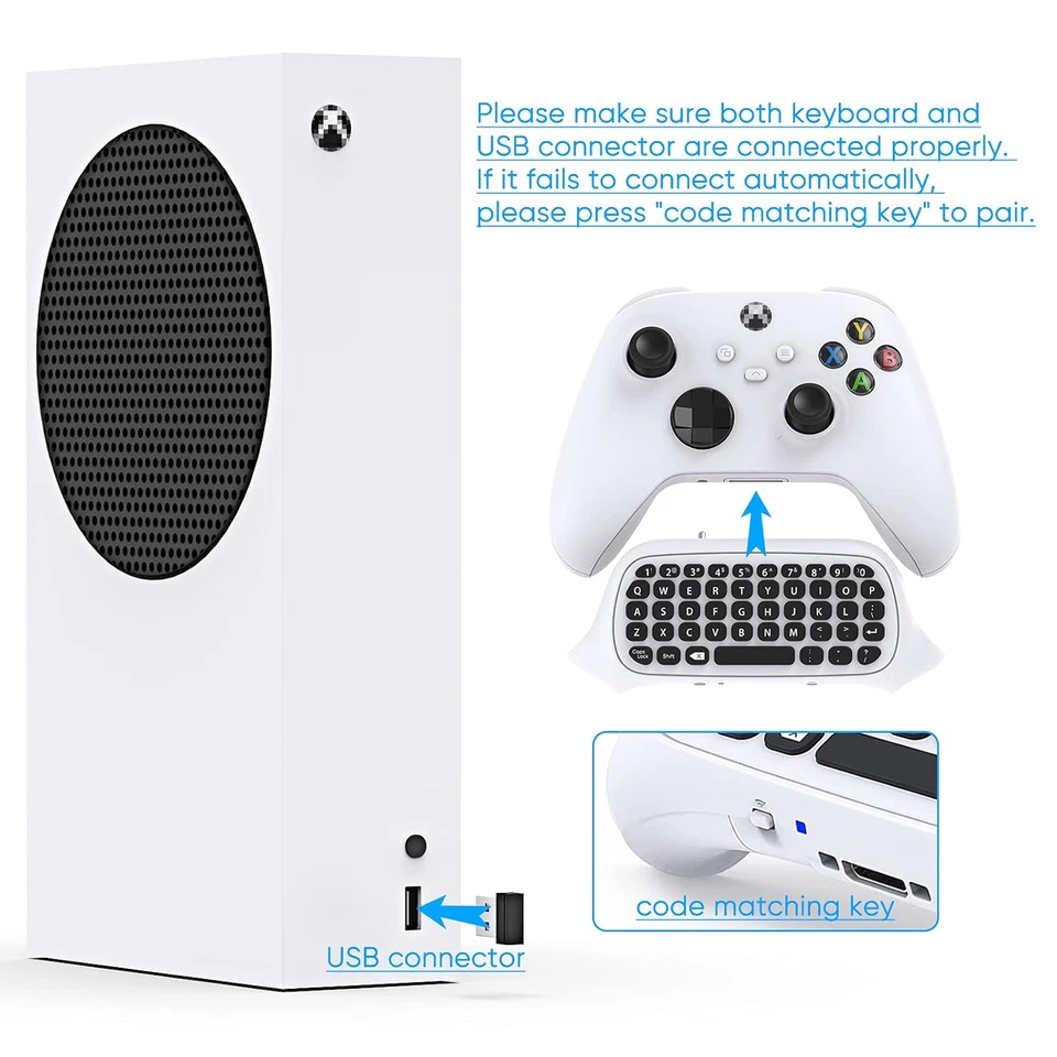 Wireless Keyboard Chat Pad for Xbox Series X/S One Controllers QWERTY Audio Jack - Image 3 of 4
