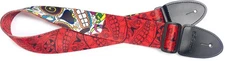 Guitar Strap with Large Mexican Skull Red