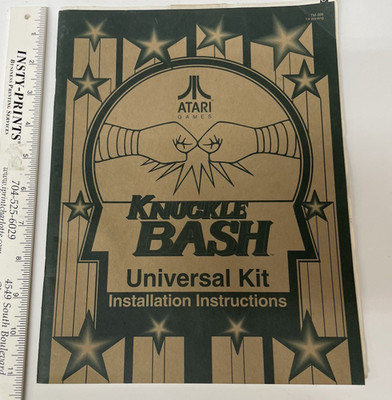 1992 Atari Knuckle Bash Universal Installation Instructions Manual