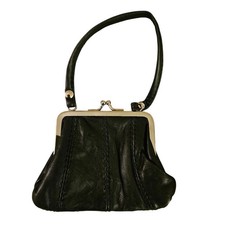 Mini black leather wallet bag