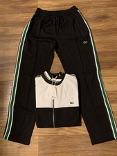 Lacoste Mens Tracksuit Set Black White Green Stripe Full Zip Size XXL BNWT
