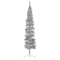 KüNstlicher Halb-Weihnachtsbaum StäNder Schlank Silbern 210 Cm