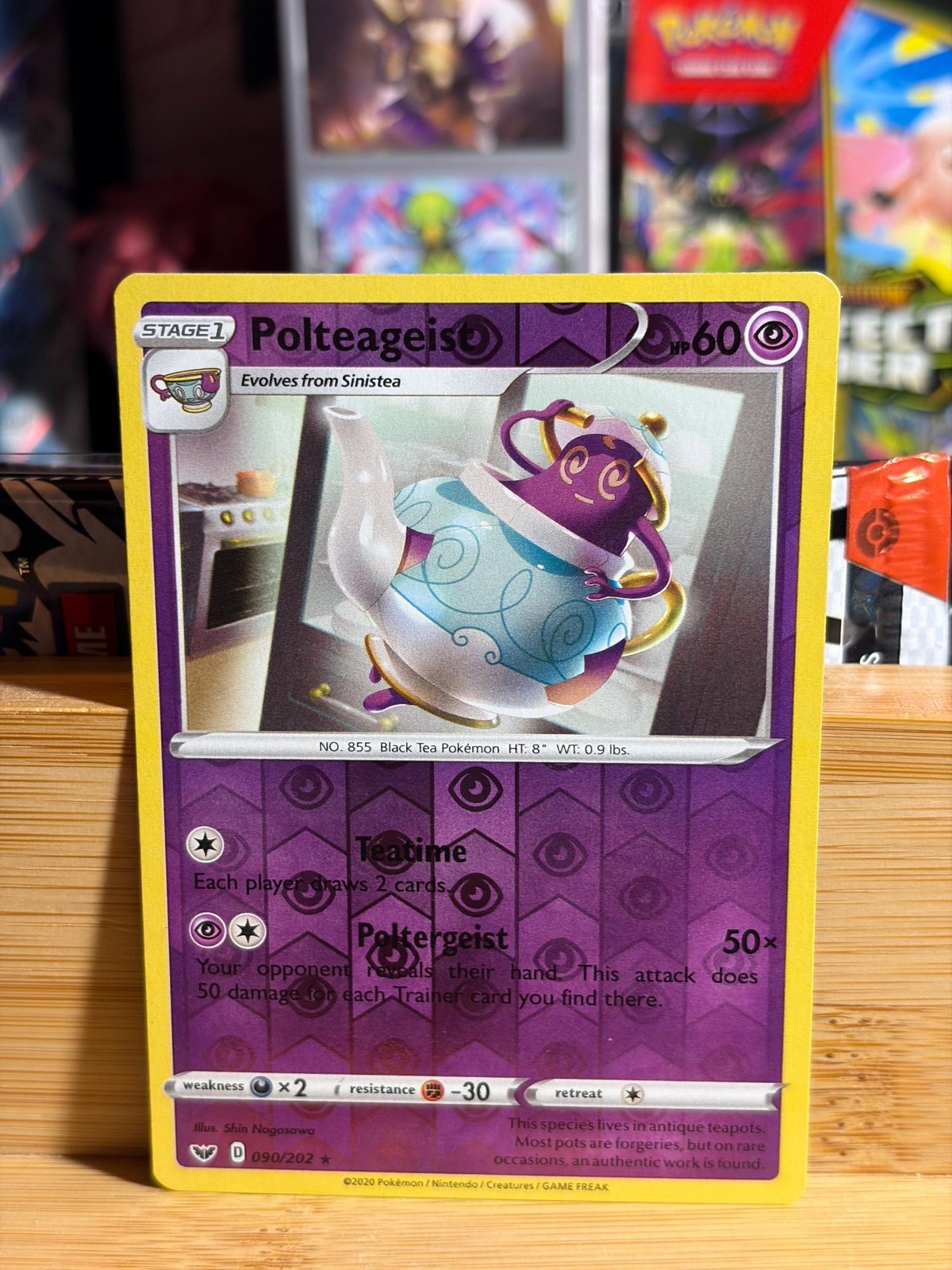 POLTEAGEIST 090/202 Sword & Shield R Reverse Holo Pokemon TCG NM