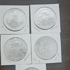 2005 Silver Eagle 1oz Lot of 5 Coins .999 Fine Silver Ungraded