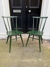 Ercol 391 Mid Century Modern Dining Chairs Original Ercol Green (Pair)