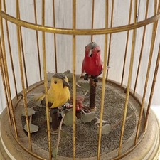 [REUGE] Antique Singing Bird Music Box Wood Carved 9.8 inch Working