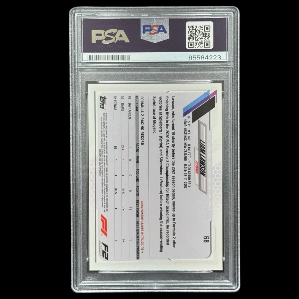 Liam Lawson 2021 Topps Chrome F1 Sapphire Auto PSA Authentic Autograph - Image 4 of 4