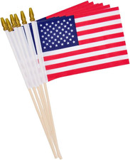 Small American Flags on Stick 4X6 Inch American Hand Held Stick Flags, Mini Desk