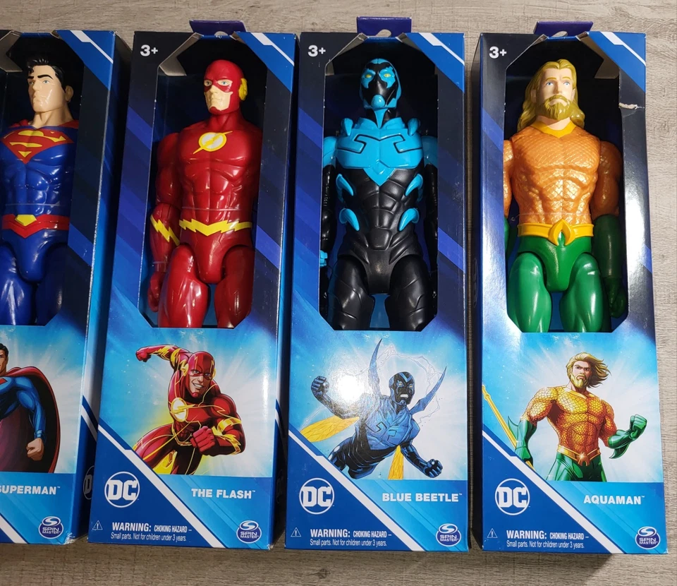 DC Comics Superman Flash Blue Beetle Aquaman 12" figuras de acción NUEVO conjunto de caja Foto 4 de 4