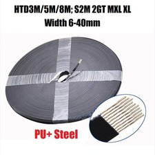 HTD3M/5M/8M S2M 2GT XL Open Timing Belt 6-40 mm Width Black for CNC, 3D Printer