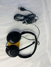 Black USB Wired Headband Ear-Pad Double Earpiece Headset with Boom Microphone