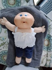 Cabbage Patch Kid-1978-1982-No Hair-Original CPK Outfit with Shoes-Single Dimple