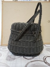 Ancien Panier Maraichin debut 20°siècle en osier et rotin noir