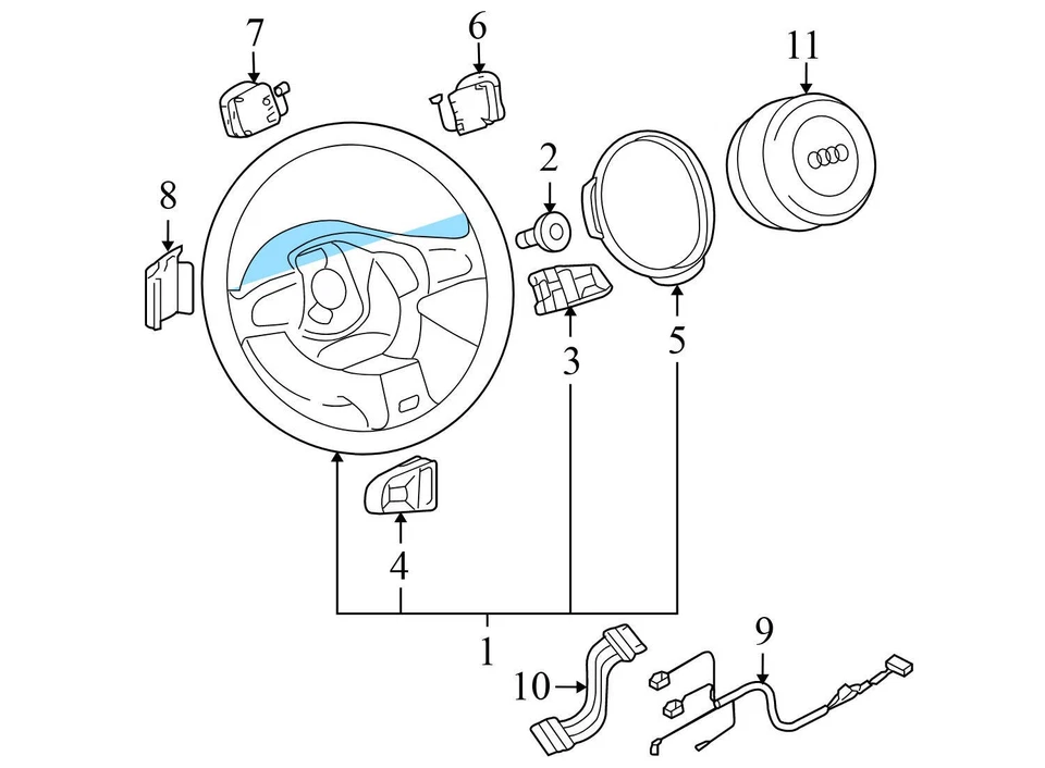 2003-2005 AUDI A8 QUATTRO - 4-Spoke Heated Steering Wheel 4E0419091CC - Image 4 of 4