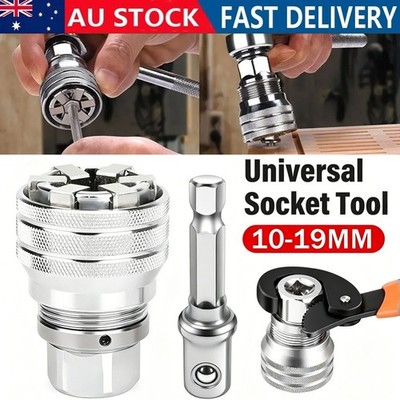 10-19mm Universal Socket Tool Adjustable Multifunction Wrench Sleeve Adapter Kit